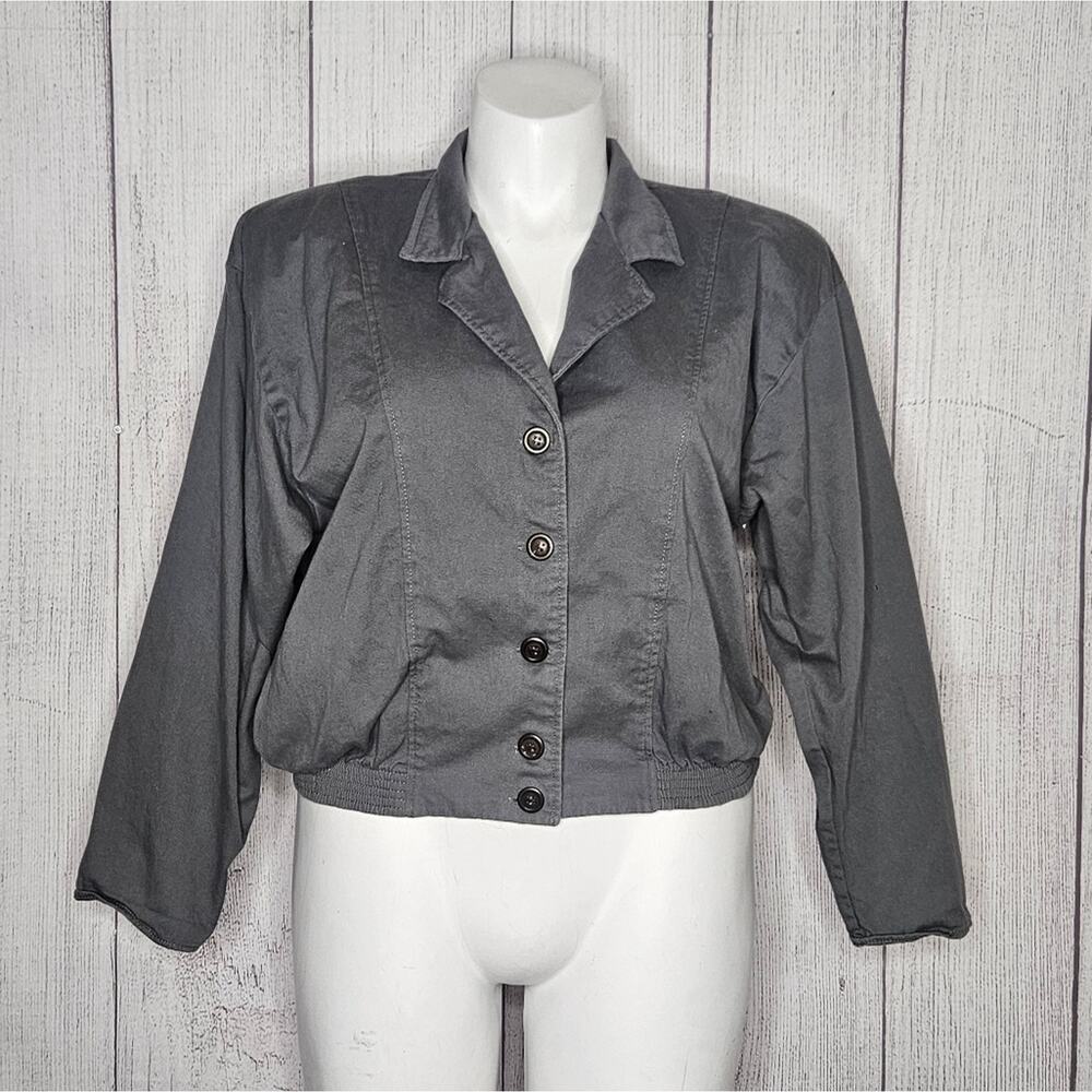VTG 80s Riverstone Adventure Clothing Company Gray Bomber Jacket, size 14